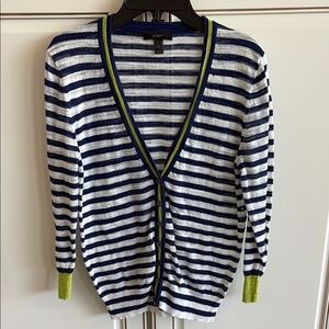 J. Crew Navy, White & lime green Cardigan Sweater